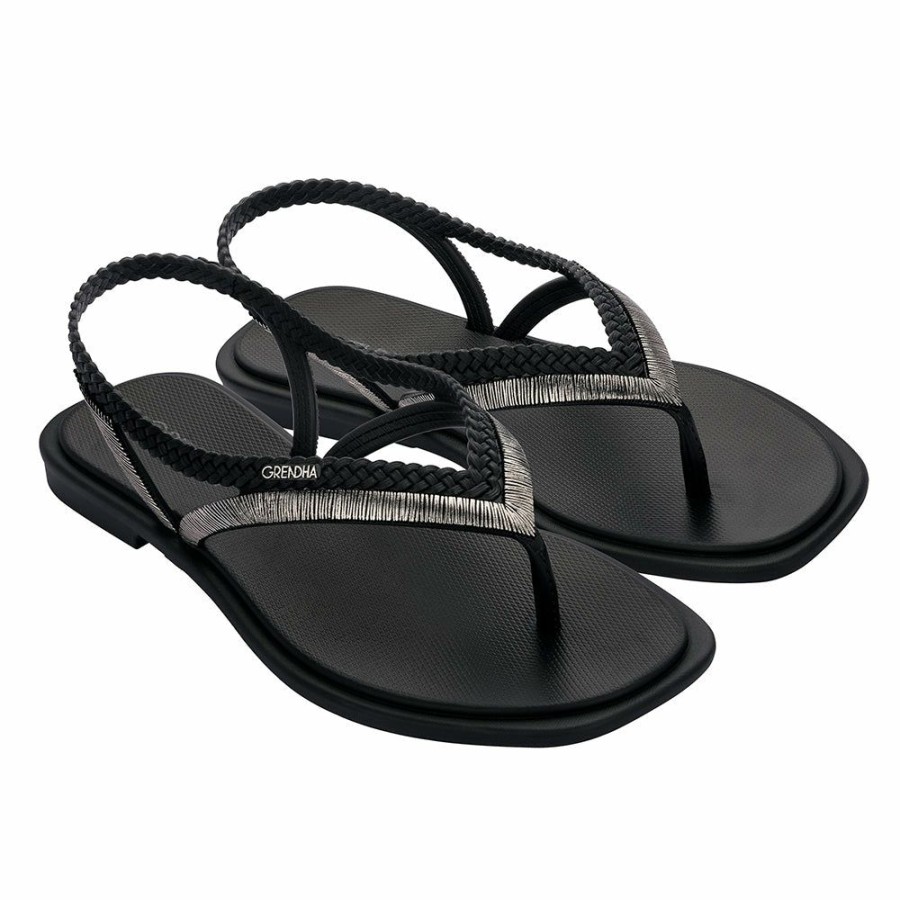 * Grendha Ladies Glitter Thong Sandals Black Top Selling Slippers & Flats