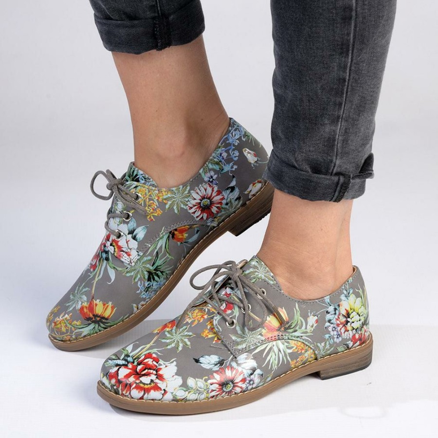 * Soft Style By Hush Puppy Tyler Floral Grey Lower Price Brogues