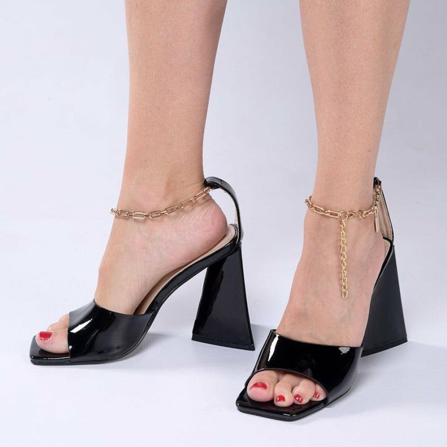 * Madison Addison Ankle Chain Sandals Black Cheap Online Madison Heart Of New York Heels