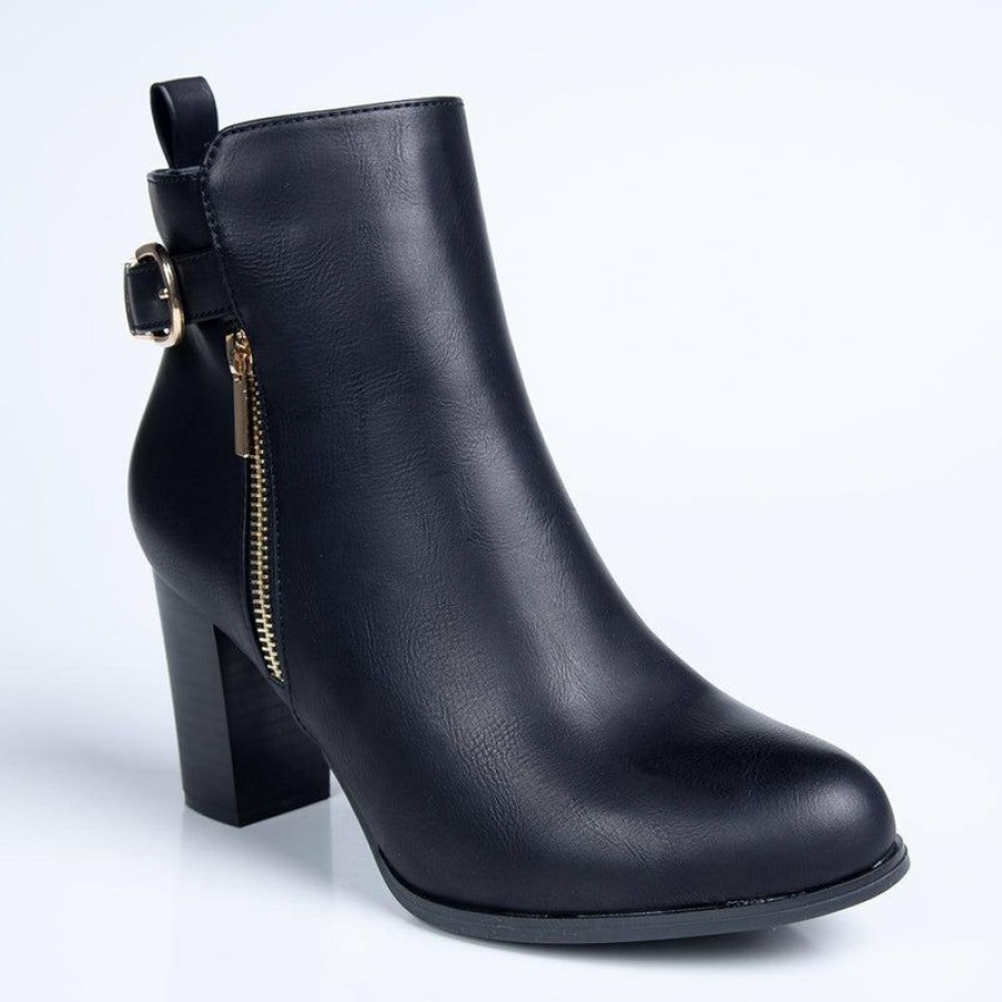 * Madison Buzby Block Heel Ankle Boot Black Closeout Sale Madison Heart Of New York Boots