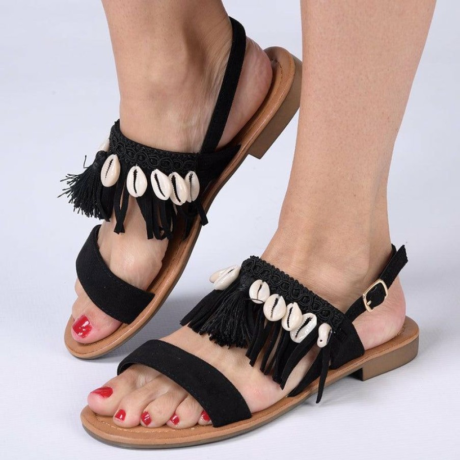 * Madison Carter Fringe Sandals Black Top Selling Madison Heart Of New York Sandals