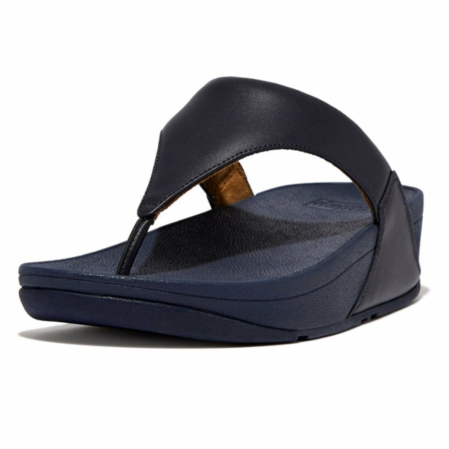 * Fit Flop Lulu Leather Flip Flops Deepest Blue Limit Offer Slippers & Flats