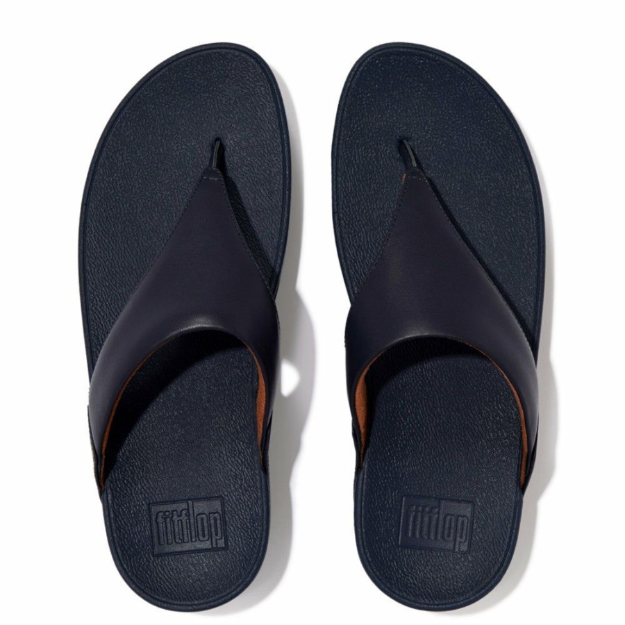 * Fit Flop Lulu Leather Flip Flops Deepest Blue Limit Offer Slippers & Flats