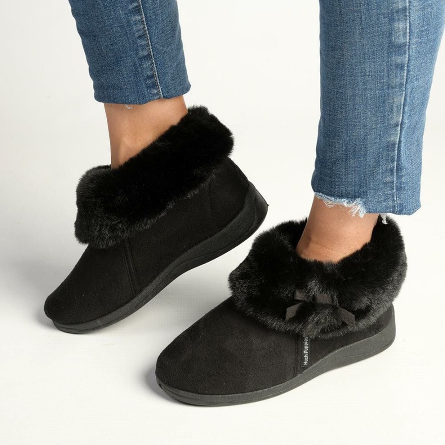 * Hush Puppy Sharon Slippers Black New In Slippers & Flats