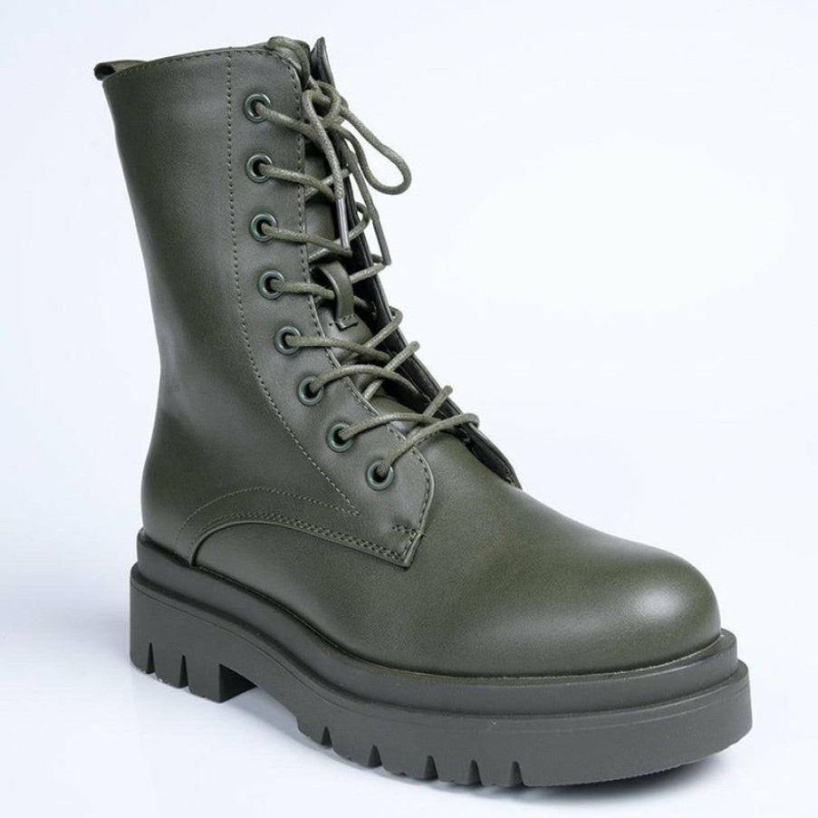 * Madison Kiki Chunky Military Boot Khakhi Excellent Madison Heart Of New York Boots