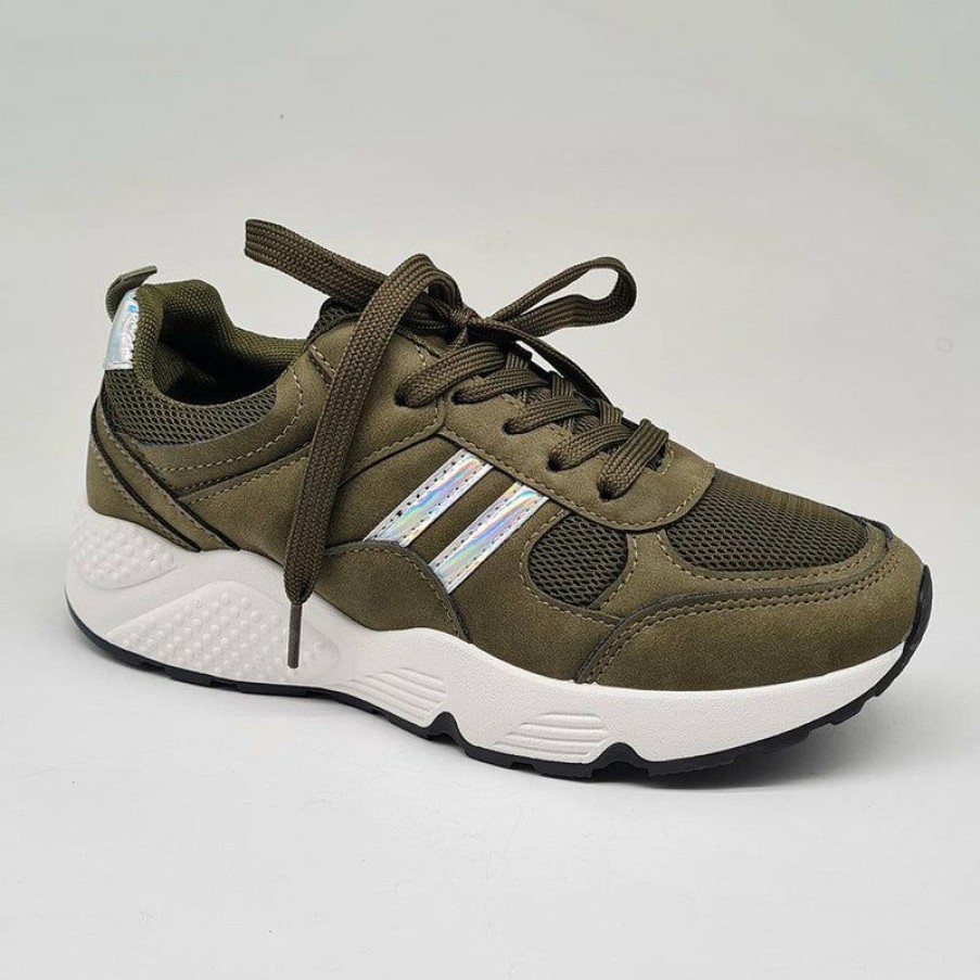 * Tom Tom Jovi Stripe Sneaker Olive/Silver Exclusive Design Sneakers