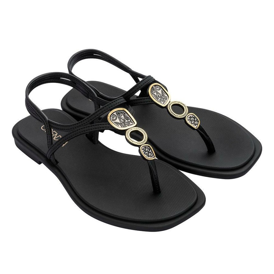 * Grendha Ladies Thong Sandals Black Discount Slippers & Flats