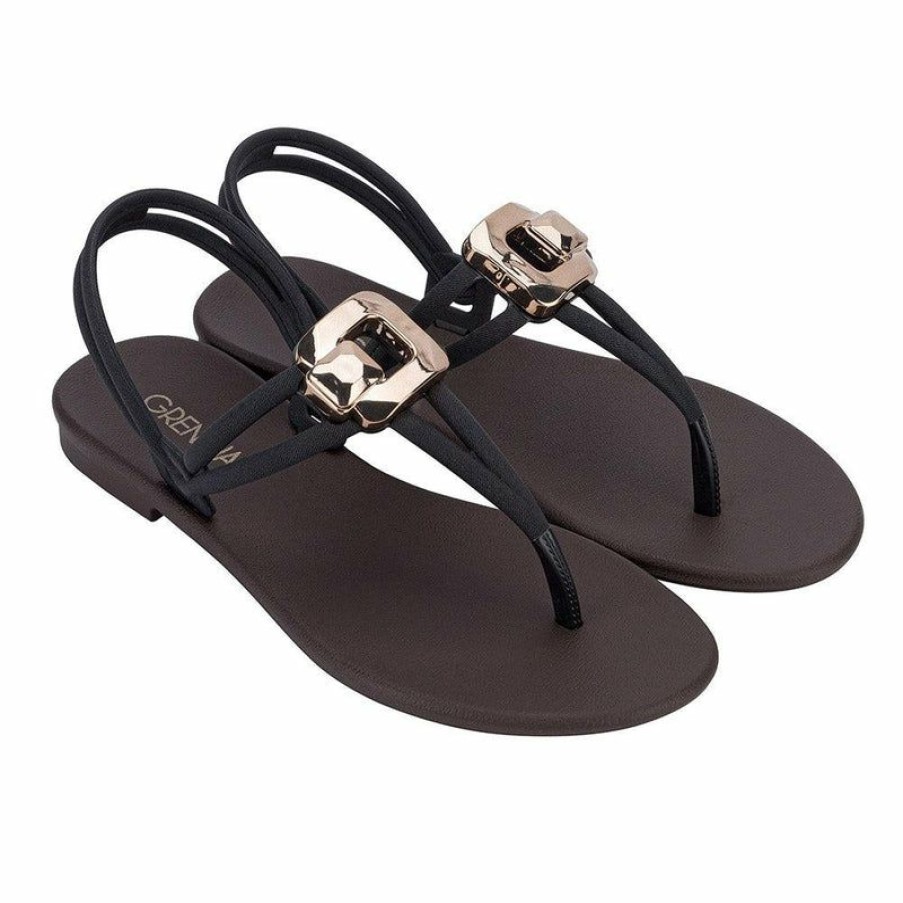 * Grendha Ladies Thong Sandals Black Discount Slippers & Flats