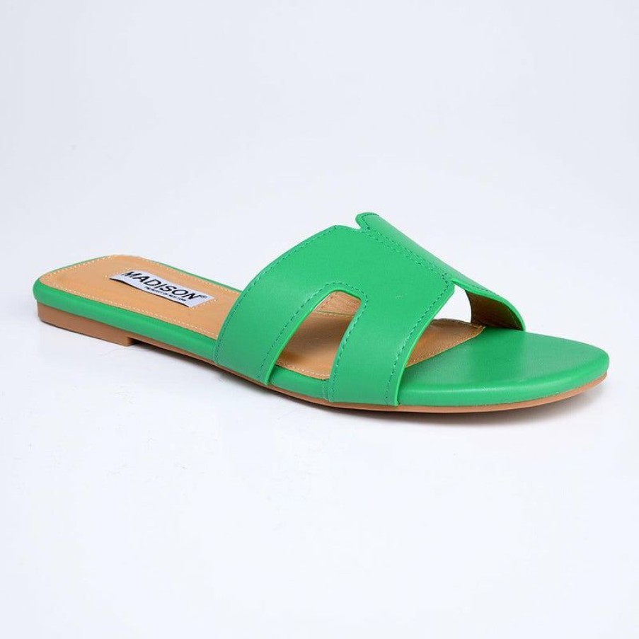 * Madison Charity Cut Out Sandals Green 100% Guarantee Madison Heart Of New York Slippers & Flats