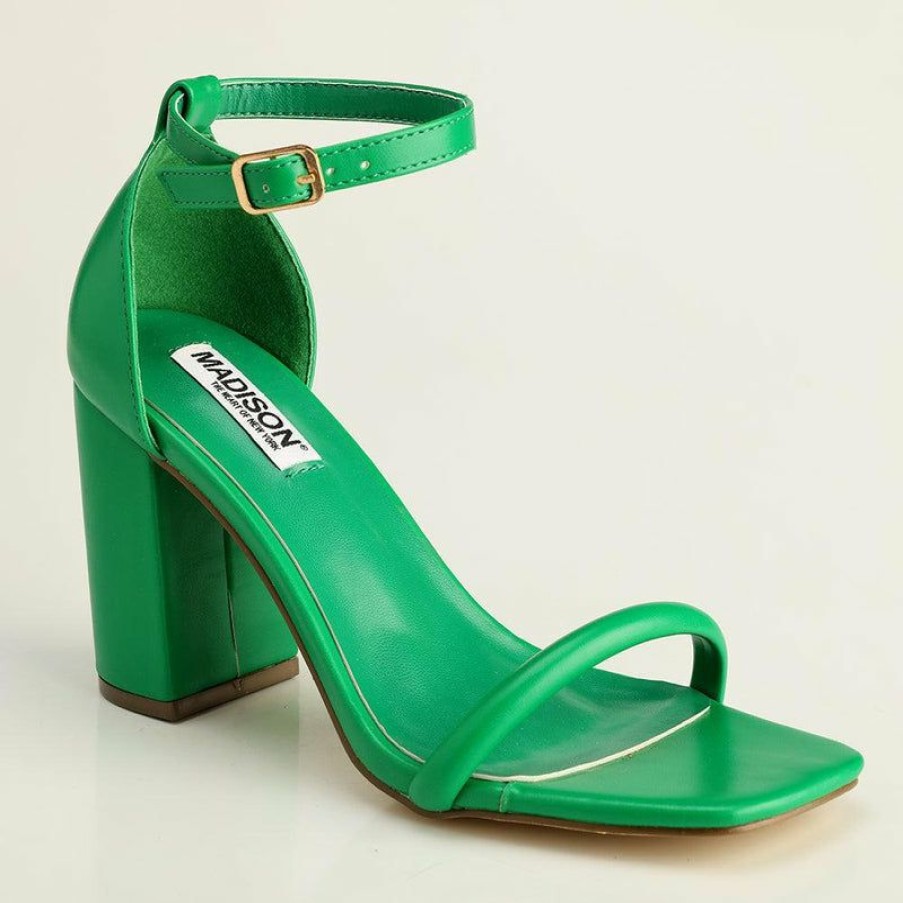 * Madison Adriana Block Heel Sandals Green New Madison Heart Of New York Heels