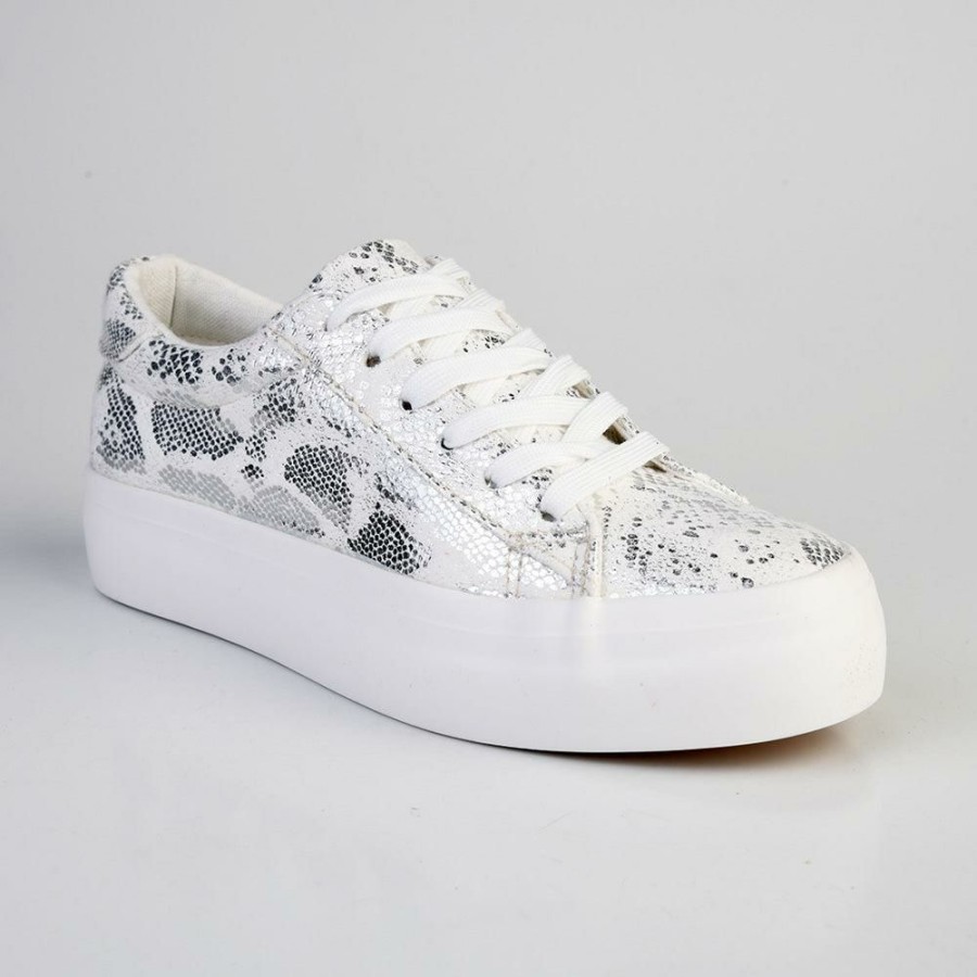 * Soft Style By Hush Puppy Fordan Reptile Sneaker White Silver Top Selling Sneakers