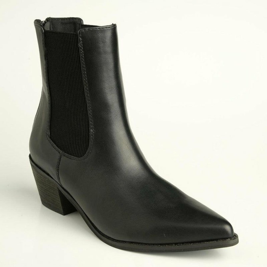 * Madison Bekki Back Zip Block Heel Boot Black Reasonable Price Madison Heart Of New York Boots