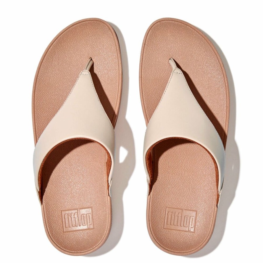 * Fit Flop Lulu Leather Flip Flops Stone Beige Lower Price Slippers & Flats