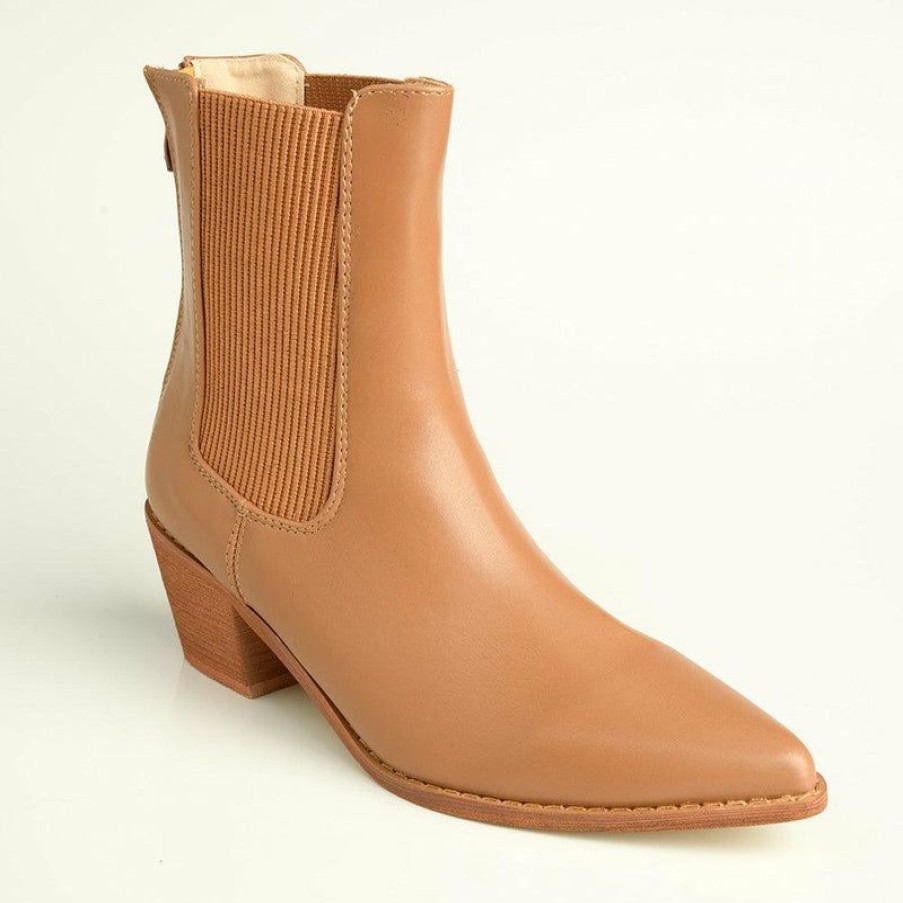 * Madison Bekki Back Zip Block Heel Boot Taupe Excellent Madison Heart Of New York Boots