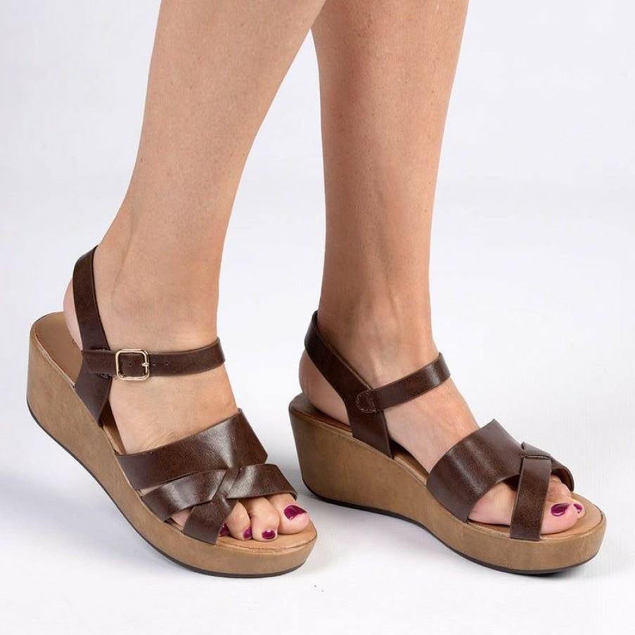 * Franco Rossi Emily Wedge Sandals Tan Best Sale Wedges