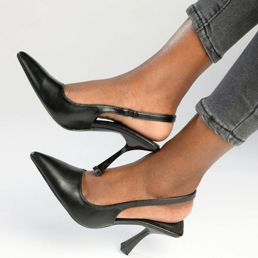 * Madison Kisha Slingback Heels Black Excellent Quality Madison Heart Of New York Heels