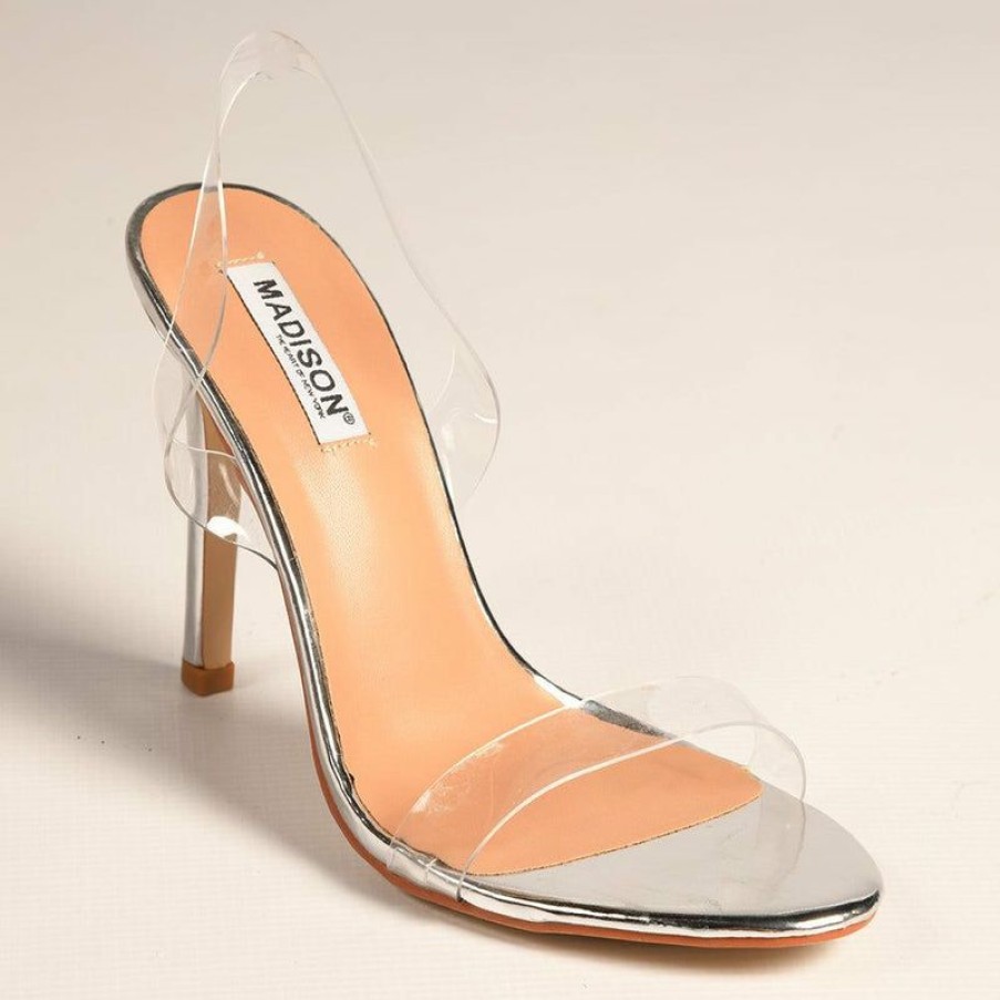 * Madison Camille Vinyl Sandals Silver Top Selling Madison Heart Of New York Heels