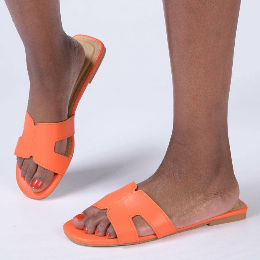 * Madison Charity Cut Out Sandals Orange 100% Guarantee Madison Heart Of New York Sandals