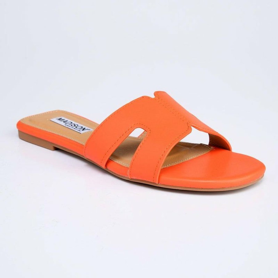 * Madison Charity Cut Out Sandals Orange 100% Guarantee Madison Heart Of New York Sandals