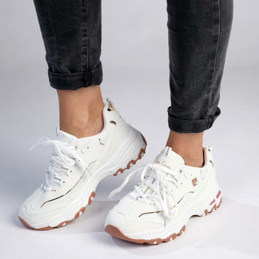 * Pierre Cardin Sirene Lace Up Sneaker- White/Rose Gold Top Selling Sneakers