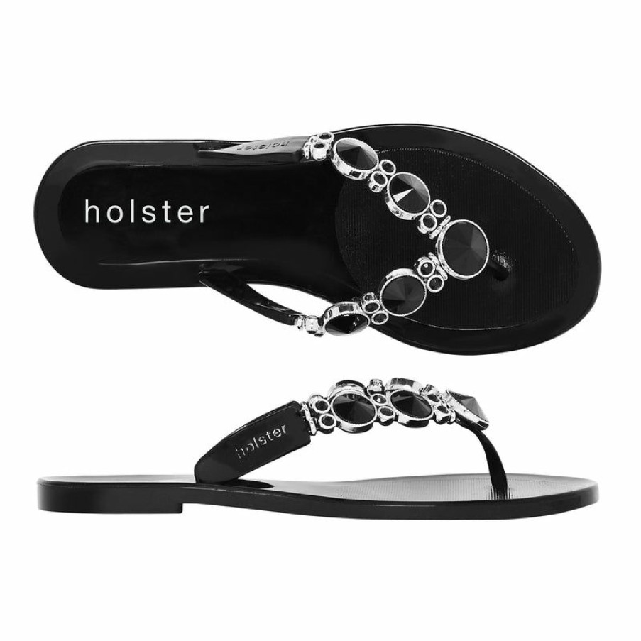 * Holster Embellish Thong Black Cheap Online Slippers & Flats