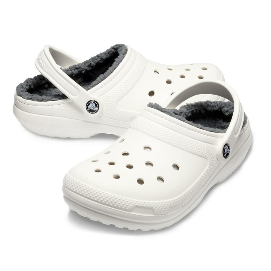 * Crocs Classic Lined Clog White/Grey Crazy Deals Slippers & Flats