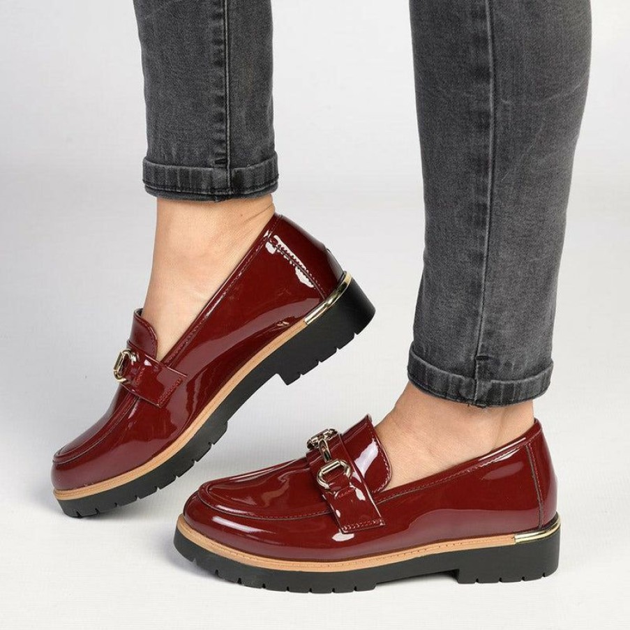 * Madison Benji Loafer With Chain Detail Burgundy Hot Selling Madison Heart Of New York Brogues