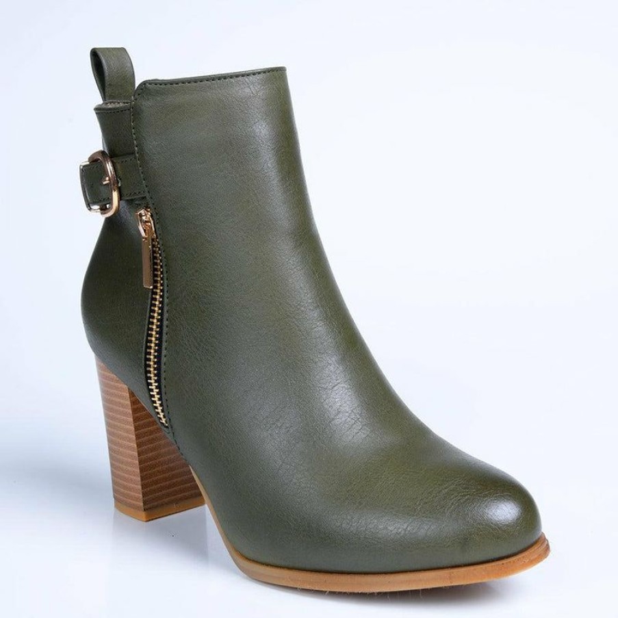 * Madison Buzby Block Heel Ankle Boot Khakhi New Madison Heart Of New York Boots