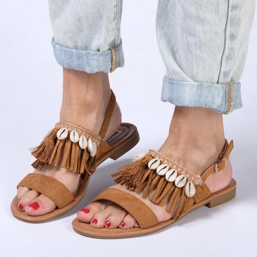 * Madison Carter Fringe Sandals Camel Discount Madison Heart Of New York Sandals