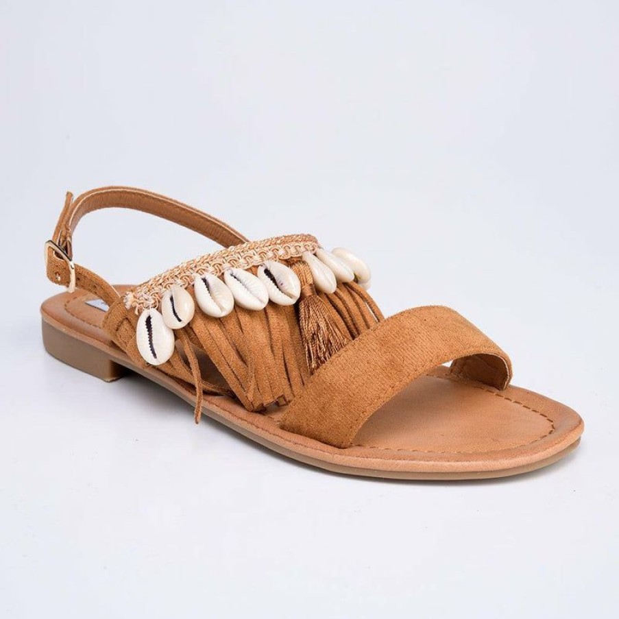 * Madison Carter Fringe Sandals Camel Discount Madison Heart Of New York Sandals