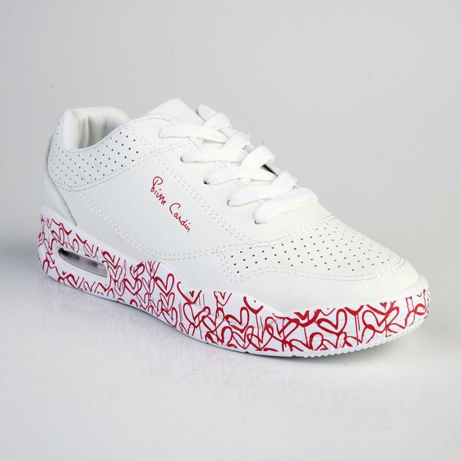 * Pierre Claire Lace Up Sneaker White/Red Best Price Pierre Cardin Sneakers