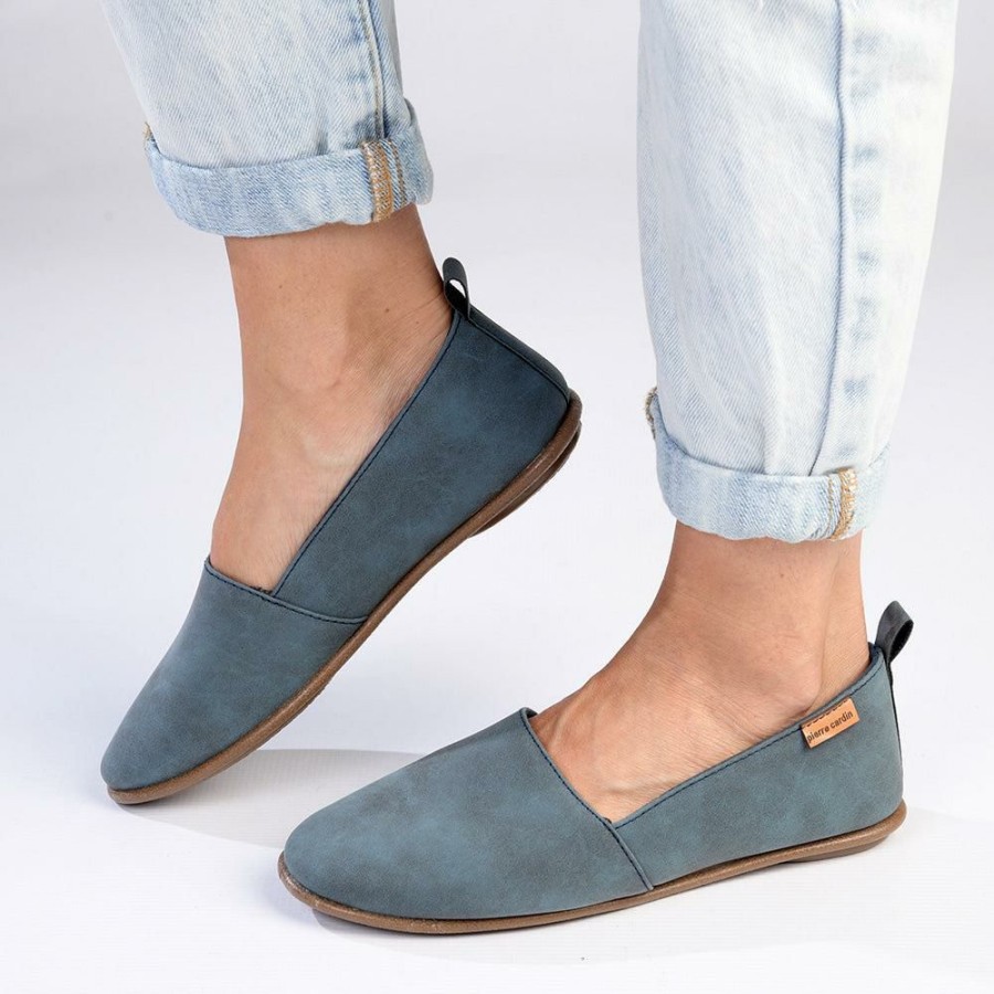 * Pierre Cardin Ladies Riviera 1 Slip On- Denim Blue Best Sale Brogues