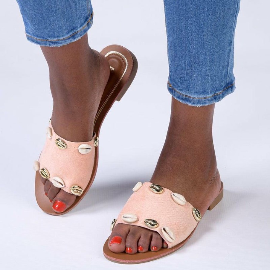 * Madison Cassandra Push In Sandals Blush Hot Selling Madison Heart Of New York Slippers & Flats