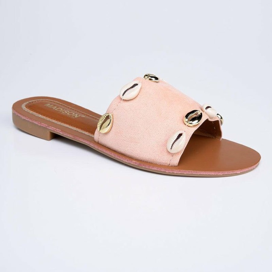 * Madison Cassandra Push In Sandals Blush Hot Selling Madison Heart Of New York Slippers & Flats