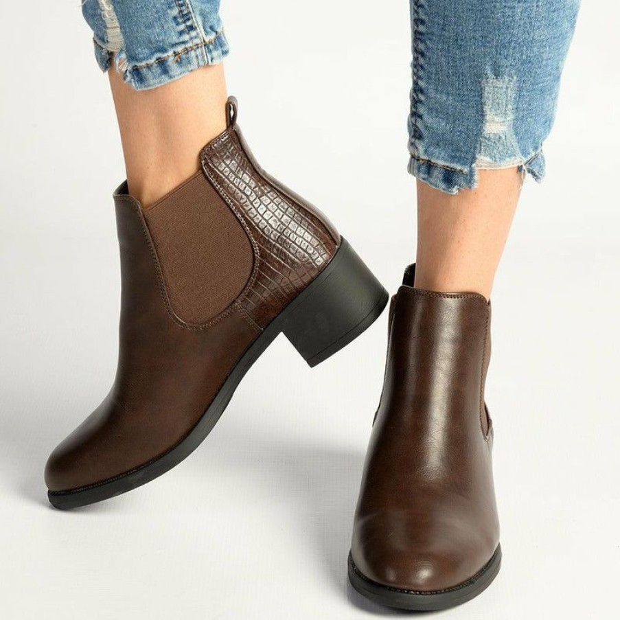 * Madison Ali Gusset Boot- Chocolate Top Selling Madison Heart Of New York Boots