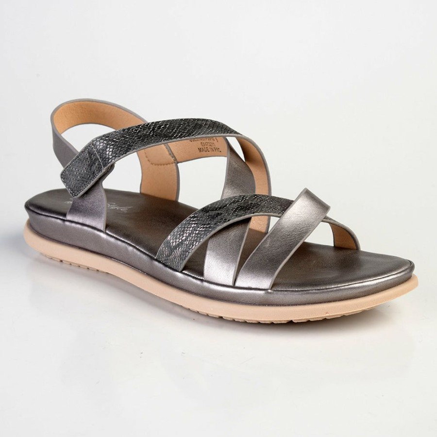 * Soft Style By Hush Puppies Irina Strap Sandals Pewter Crazy Deals Soft Style By Hush Puppy Sandals