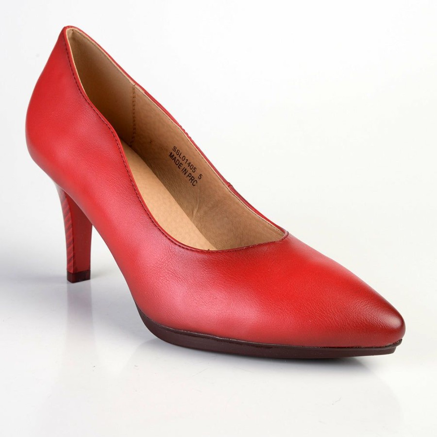 * Soft Style Hush Puppies Phillipa Court Heel Red Closeout Sale Soft Style By Hush Puppy Heels