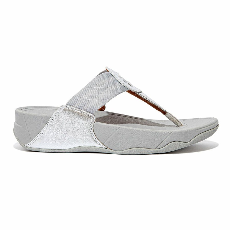 * Fit Flop Walkstar Webbing Sandal Silver With Discount Slippers & Flats