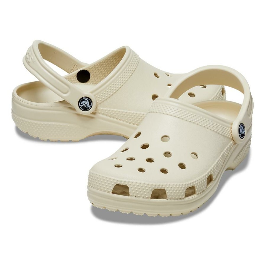 * Crocs Classic Clog With Slingback Bone New Slippers & Flats