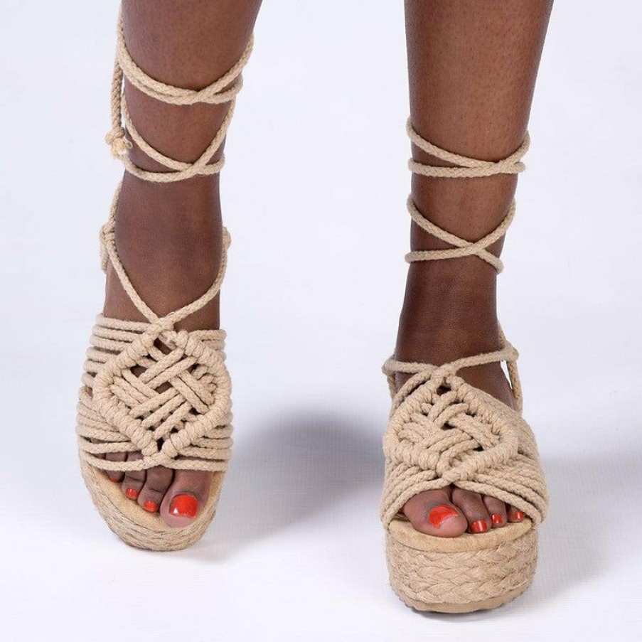 * Madison Cherish Rope Espadrilles Dark Nude Top Selling Madison Heart Of New York Wedges