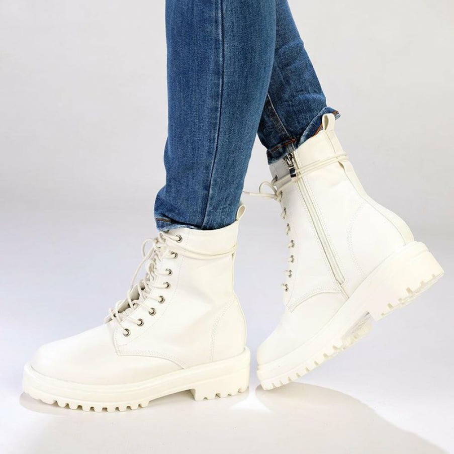 * Madison Sade Lace Up Ankle Boots White Hot Selling Madison Heart Of New York Boots