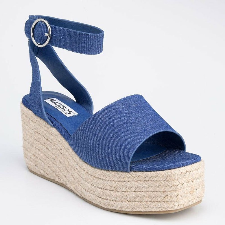 * Madison Cameron Espadrille Wedge Blue Best Sale Madison Heart Of New York Wedges