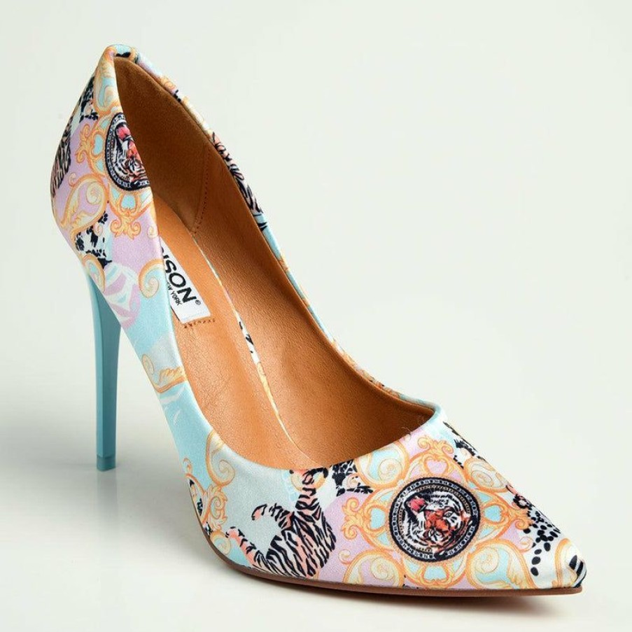 * Madison Maxine Printed Court Heels Blue New In Madison Heart Of New York Heels