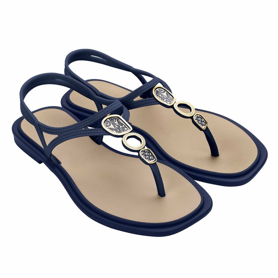 * Grendha Ladies Thong Sandals Blue/White Good Quality Slippers & Flats