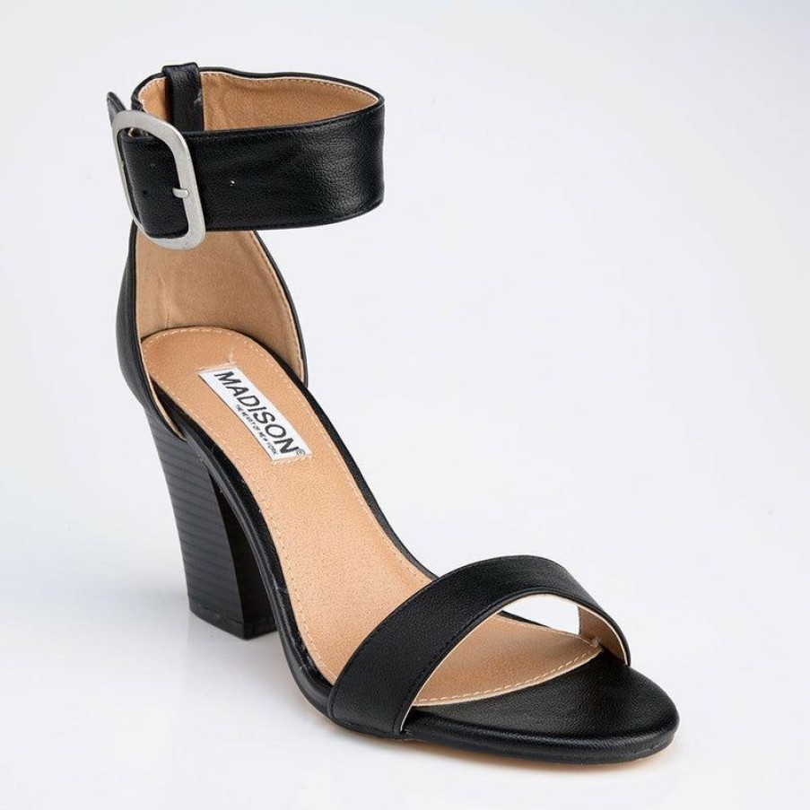 * Madison Allan Ankle Strap Sandal Black Limit Offer Madison Heart Of New York Heels