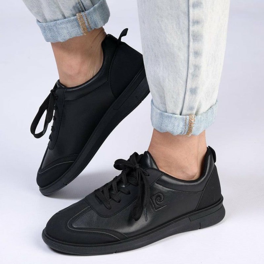 * Pierre Cardin Ladies Fashion Sneaker- Black Best Sale Sneakers