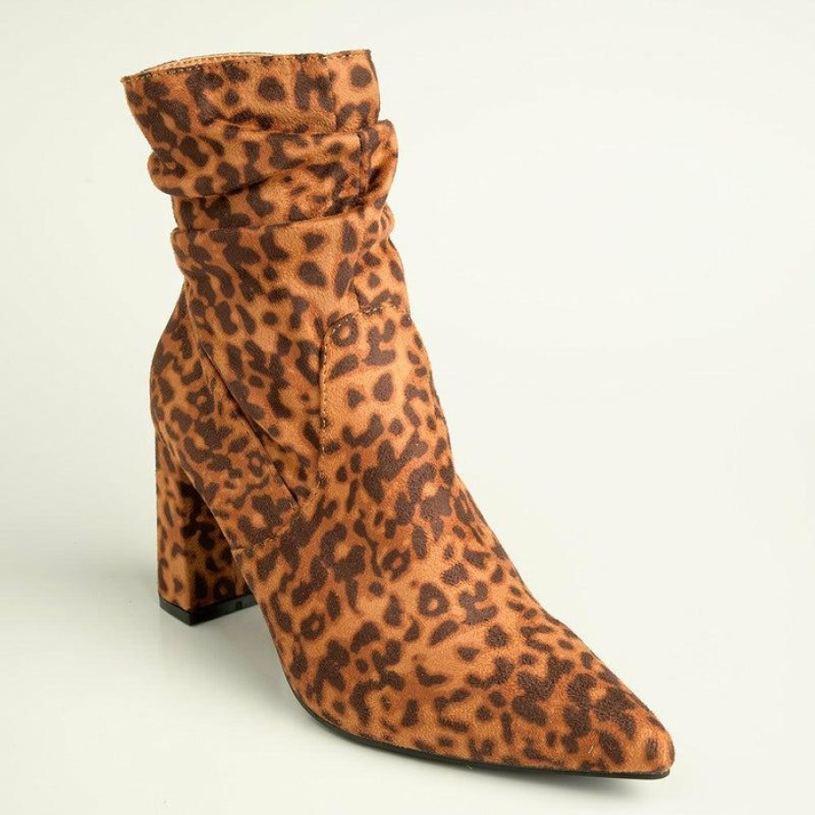 * Madison Andi Rouched Block Heel Ankle Boot Leopard Best Guaranteed Madison Heart Of New York Boots