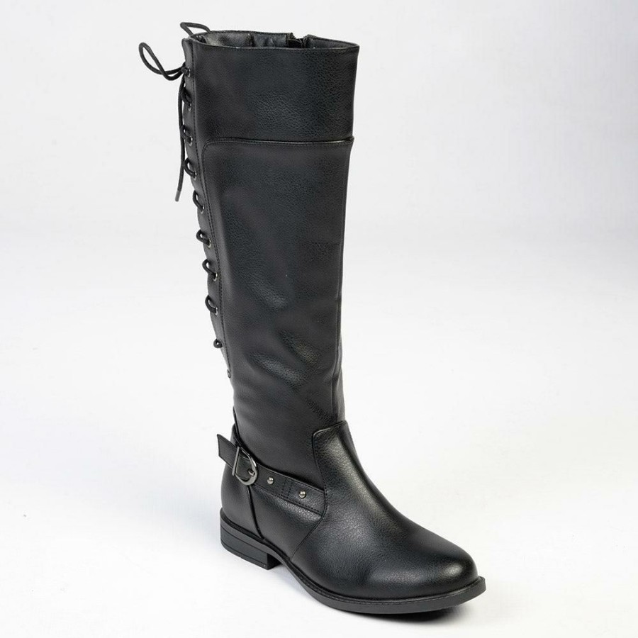 * Franco Rossi Ladies Back Lace Long Boot Black Best Sale Boots