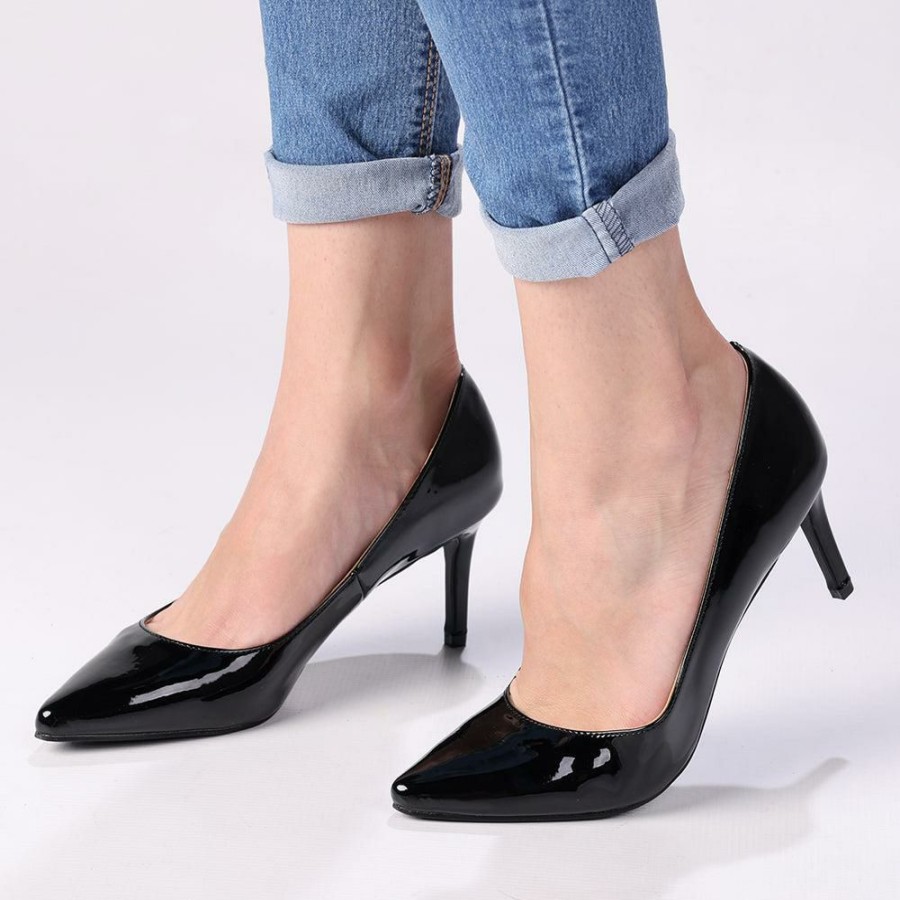 * Madison Penny 3 Patent Court Heels Black New Madison Heart Of New York Heels