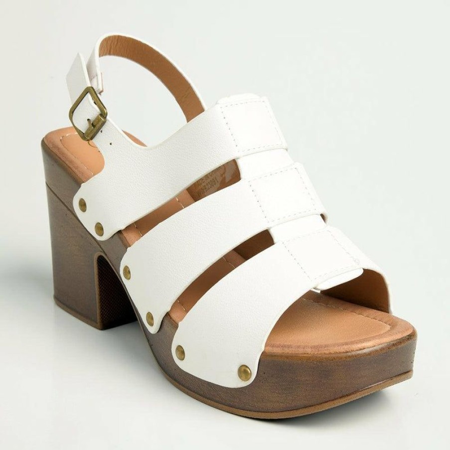 * Madison Lia Strappy Heeled Clog White Sale Madison Heart Of New York Wedges